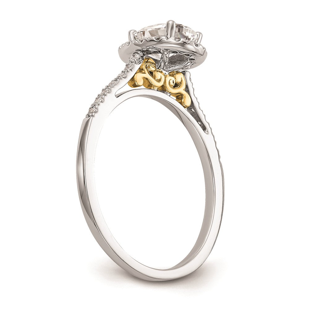 1.00ct. CZ Solid Real 14k Two-tone Oval Halo Engagement Ring