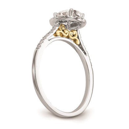 1.00ct. CZ Solid Real 14k Two-tone Oval Halo Engagement Ring