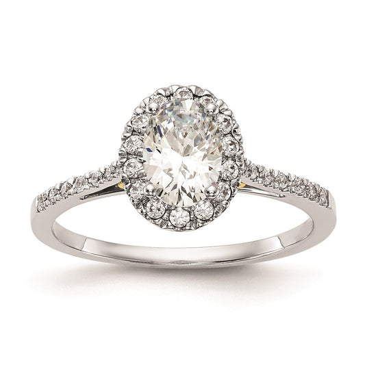 1.00ct. CZ Solid Real 14k Two-tone Oval Halo Engagement Ring