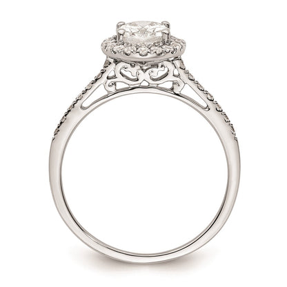 1.25ct. CZ Solid Real 14k White Gold Oval Halo Engagement Ring