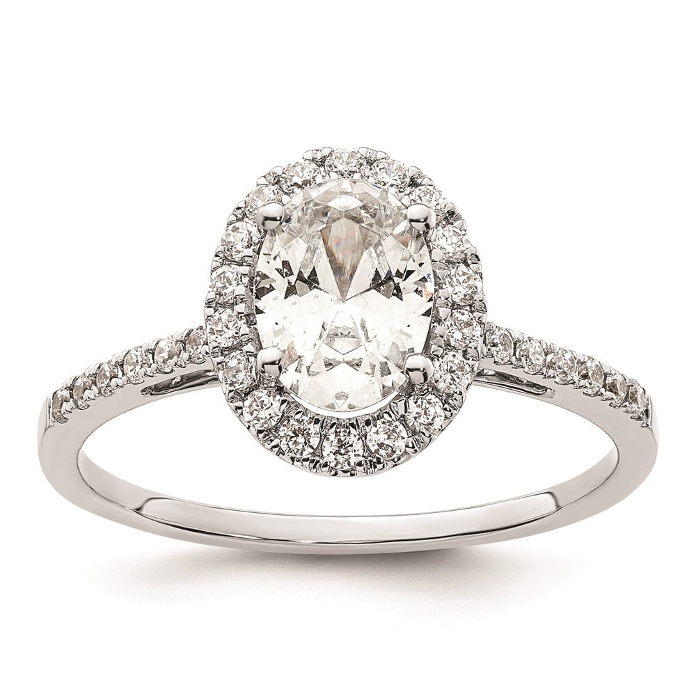 1.25ct. CZ Solid Real 14k White Gold Oval Halo Engagement Ring