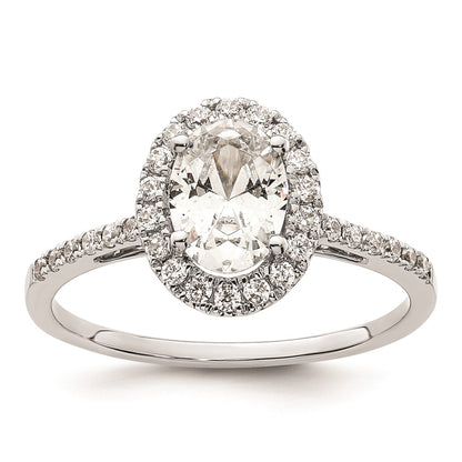 1.25ct. CZ Solid Real 14k White Gold Oval Halo Engagement Ring