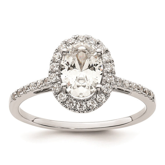 1.25ct. CZ Solid Real 14k White Gold Oval Halo Engagement Ring
