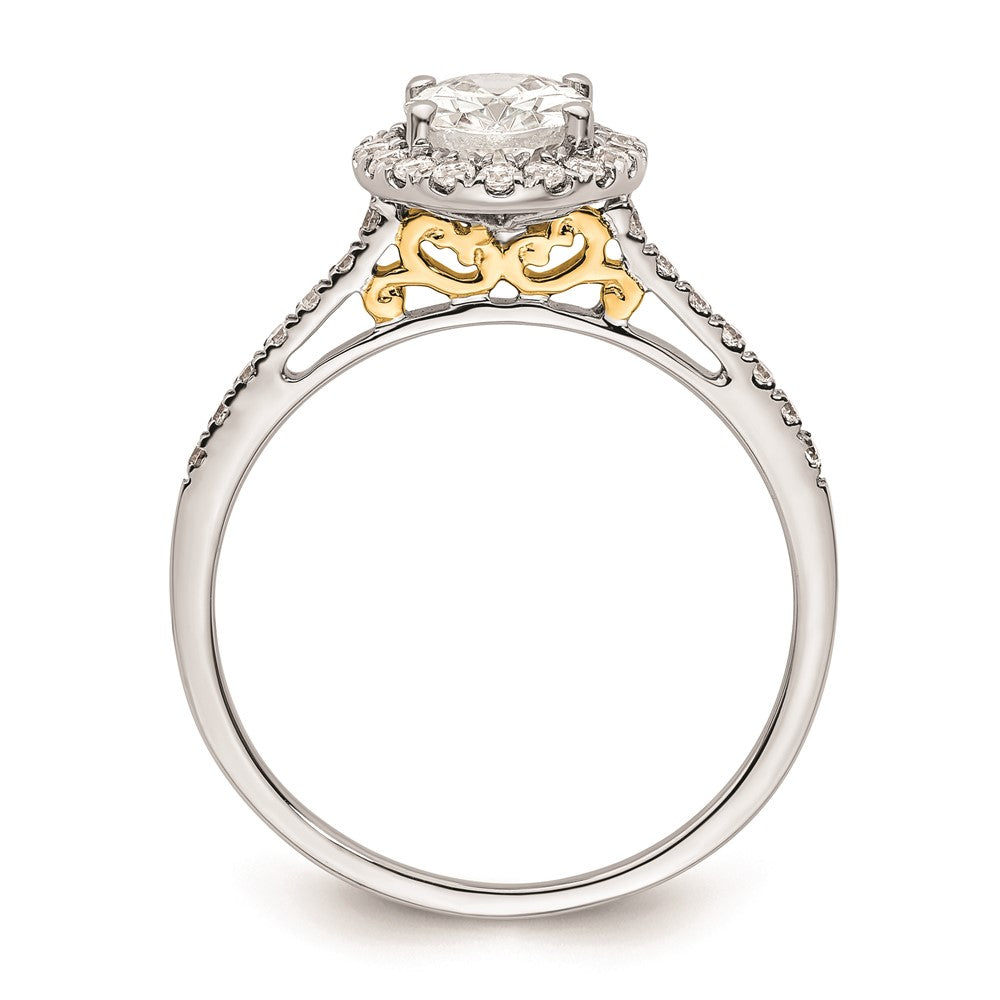 1.25ct. CZ Solid Real 14k Two-tone Oval Halo Engagement Ring