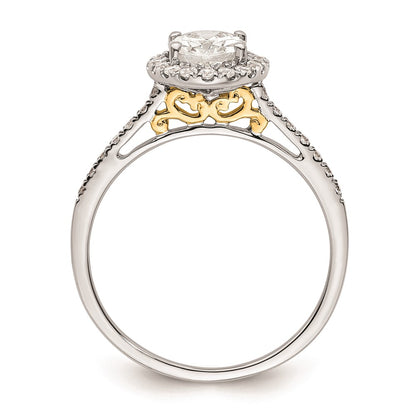 1.25ct. CZ Solid Real 14k Two-tone Oval Halo Engagement Ring