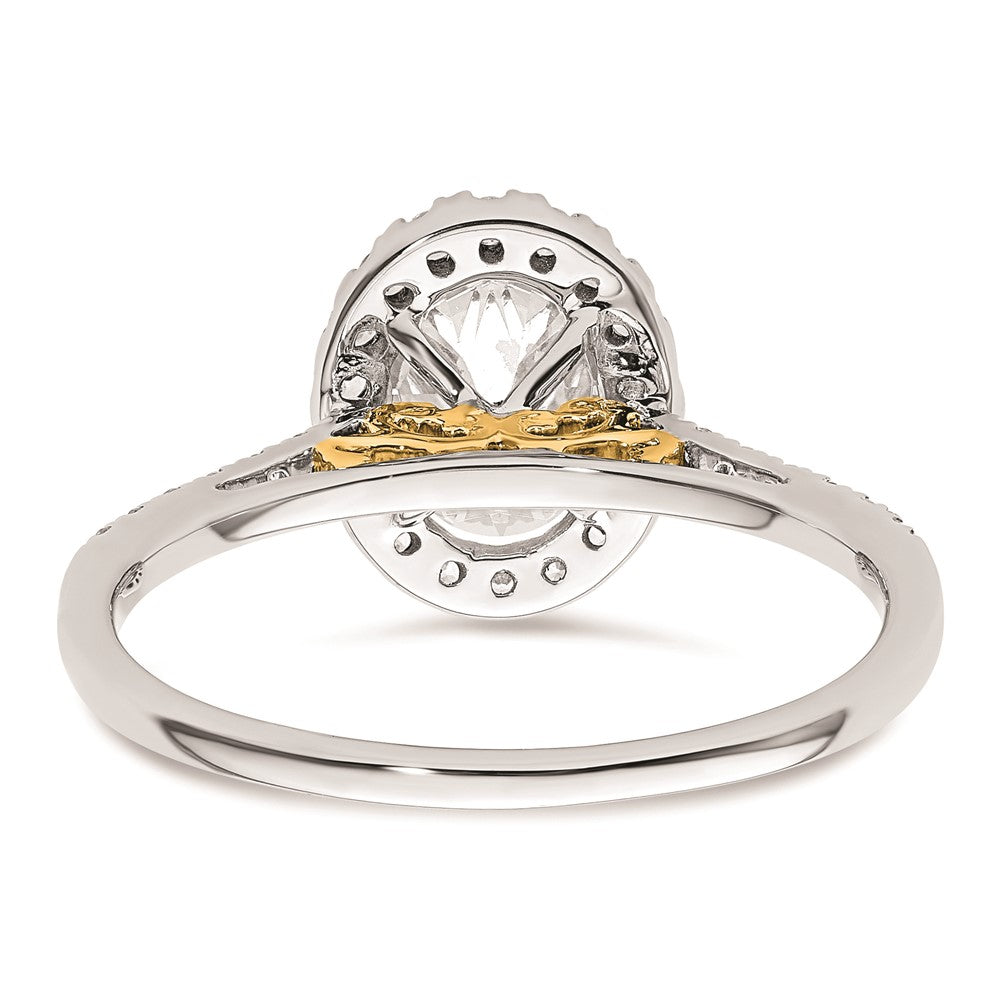 1.25ct. CZ Solid Real 14k Two-tone Oval Halo Engagement Ring