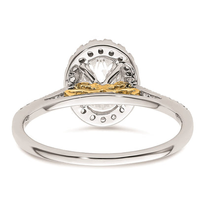 1.25ct. CZ Solid Real 14k Two-tone Oval Halo Engagement Ring