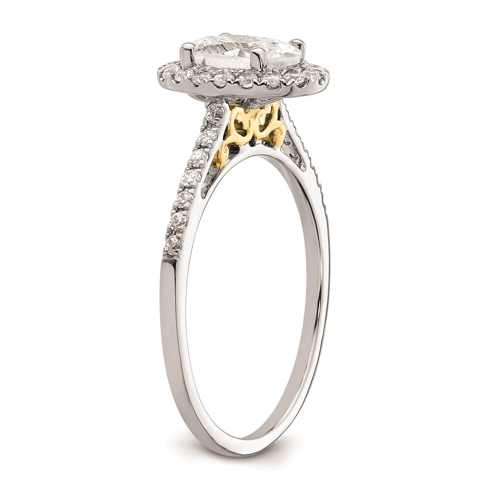 1.25ct. CZ Solid Real 14k Two-tone Oval Halo Engagement Ring