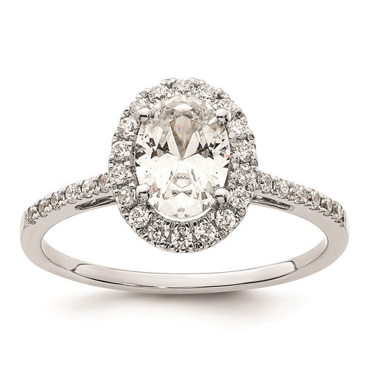 1.25ct. CZ Solid Real 14k Two-tone Oval Halo Engagement Ring