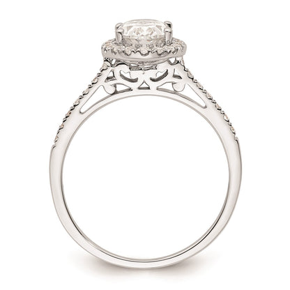 1.50ct. CZ Solid Real 14k White Gold Oval Halo Engagement Ring