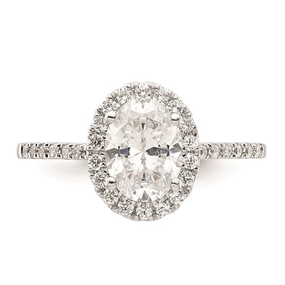 1.50ct. CZ Solid Real 14k White Gold Oval Halo Engagement Ring