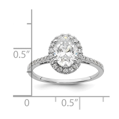 1.50ct. CZ Solid Real 14k White Gold Oval Halo Engagement Ring