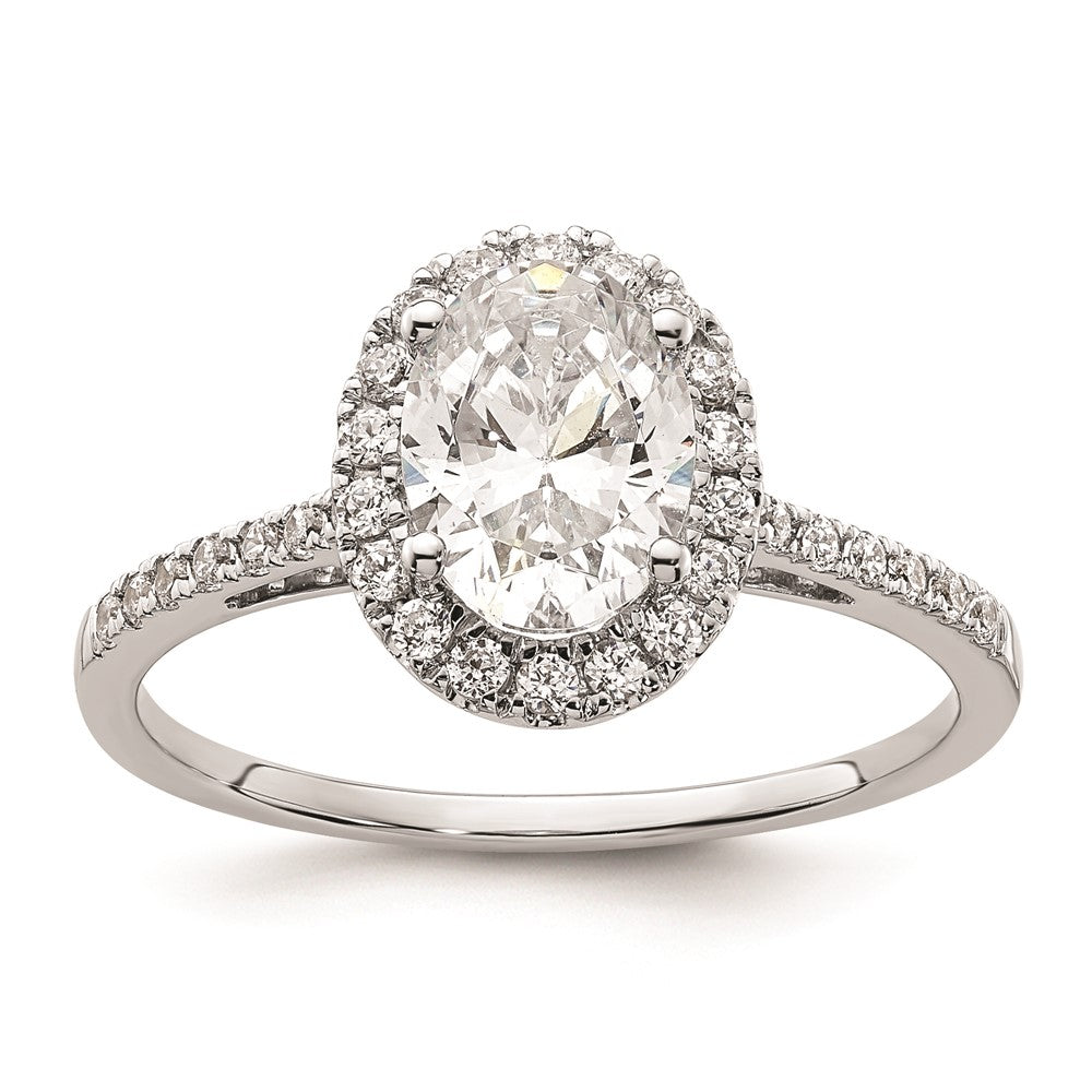 1.50ct. CZ Solid Real 14k White Gold Oval Halo Engagement Ring