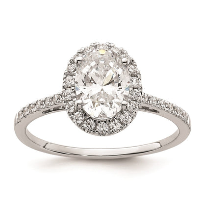 1.50ct. CZ Solid Real 14k White Gold Oval Halo Engagement Ring