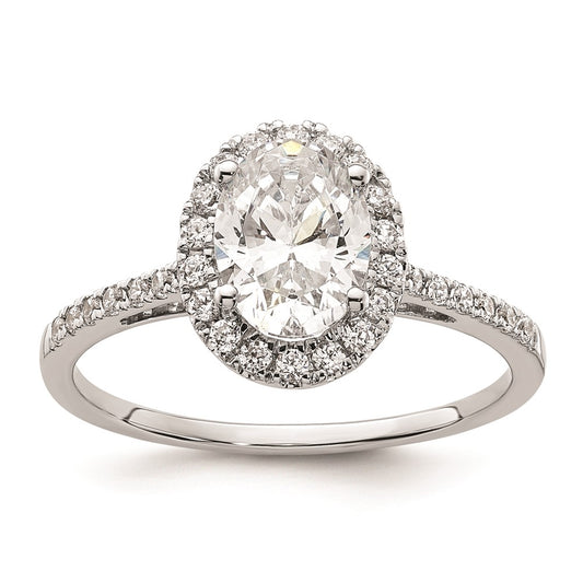 1.50ct. CZ Solid Real 14k White Gold Oval Halo Engagement Ring