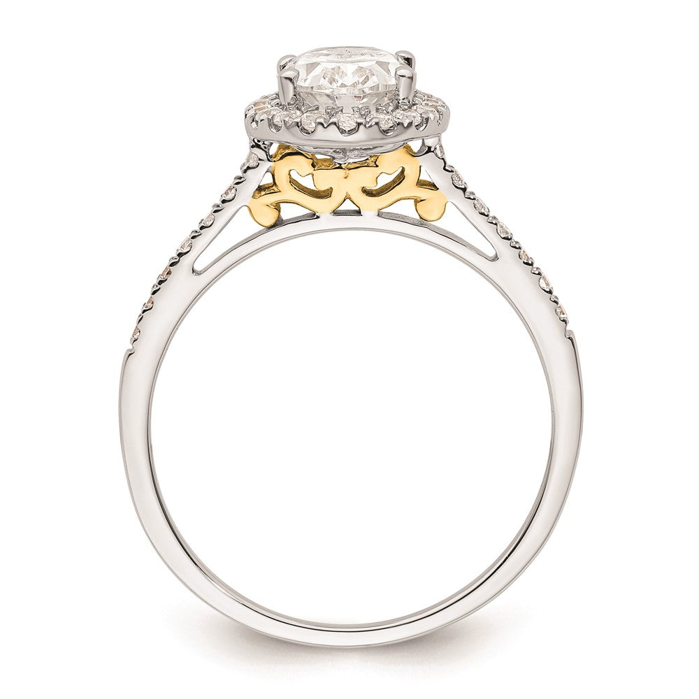 1.50ct. CZ Solid Real 14k Two-tone Oval Halo Engagement Ring