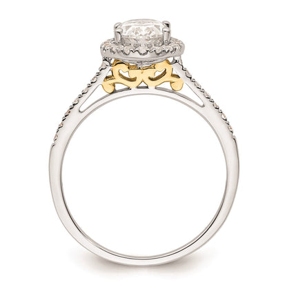 1.50ct. CZ Solid Real 14k Two-tone Oval Halo Engagement Ring