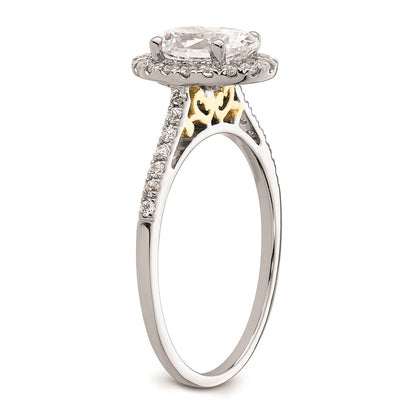 1.50ct. CZ Solid Real 14k Two-tone Oval Halo Engagement Ring