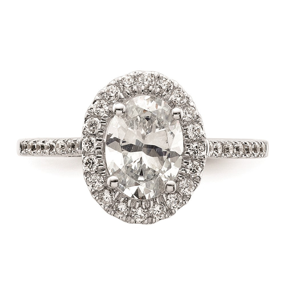 2.00ct. CZ Solid Real 14k White Gold Oval Halo Engagement Ring