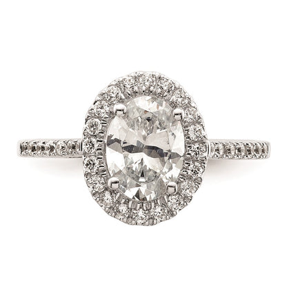 2.00ct. CZ Solid Real 14k White Gold Oval Halo Engagement Ring