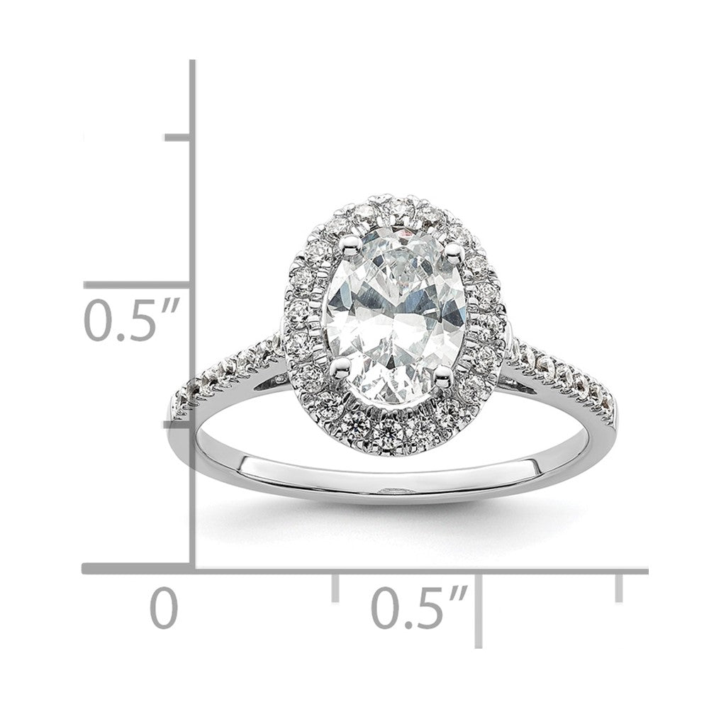 2.00ct. CZ Solid Real 14k White Gold Oval Halo Engagement Ring