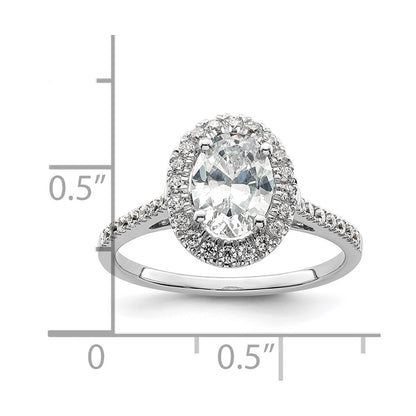 2.00ct. CZ Solid Real 14k White Gold Oval Halo Engagement Ring