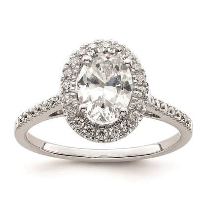 2.00ct. CZ Solid Real 14k White Gold Oval Halo Engagement Ring