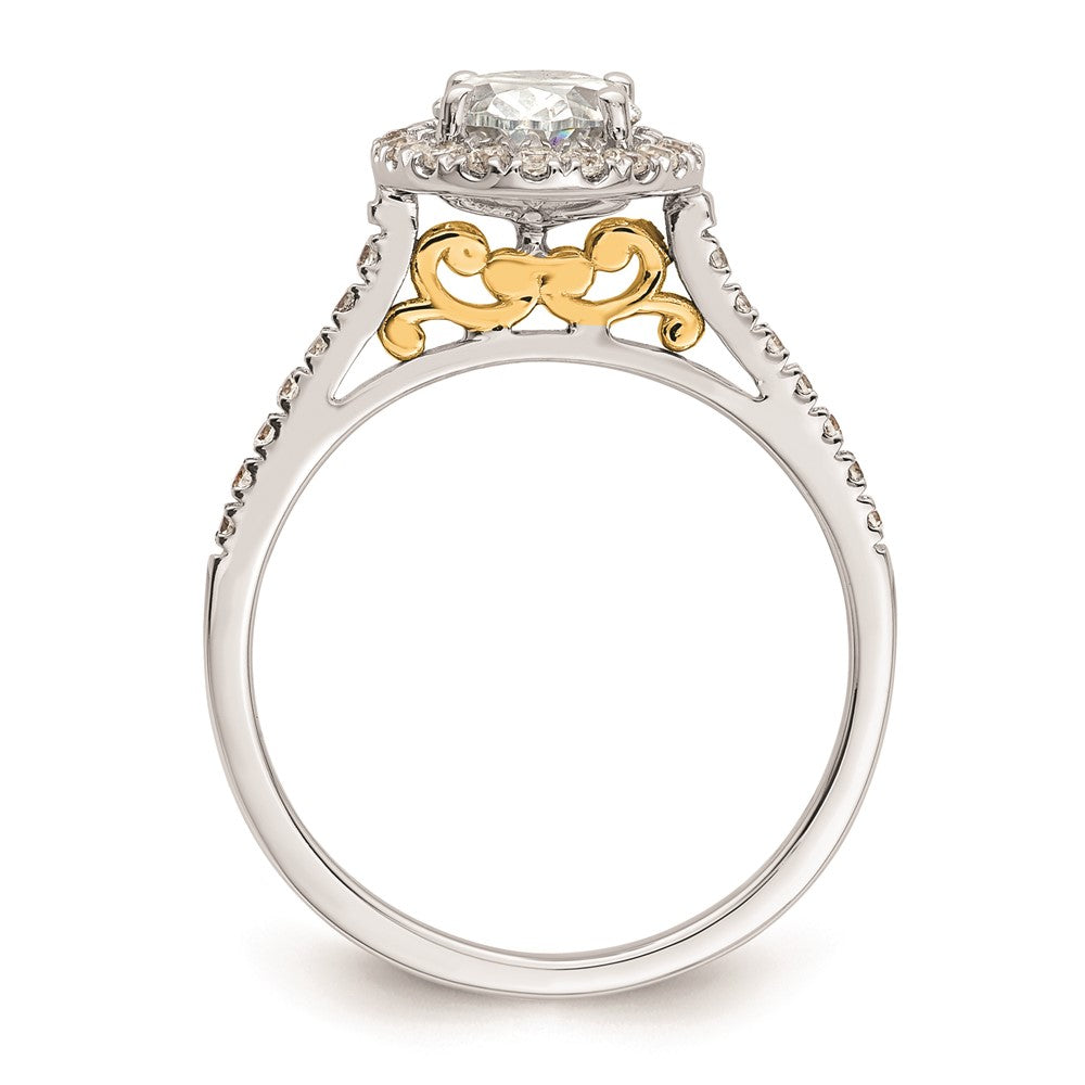 2.00ct. CZ Solid Real 14k Two-tone Oval Halo Engagement Ring