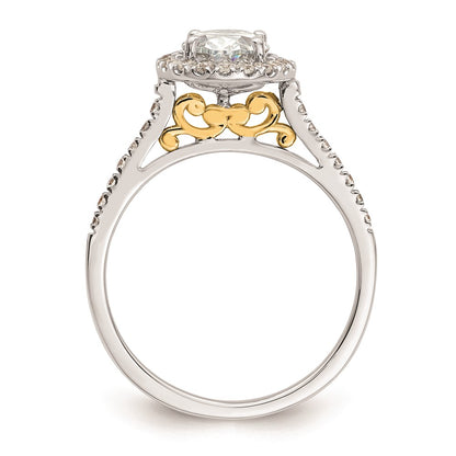 2.00ct. CZ Solid Real 14k Two-tone Oval Halo Engagement Ring