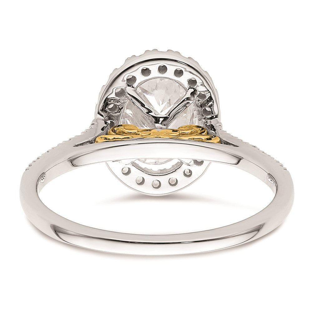 2.00ct. CZ Solid Real 14k Two-tone Oval Halo Engagement Ring