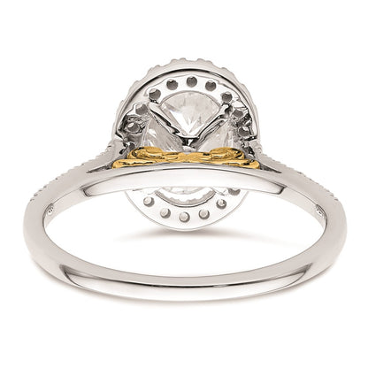 2.00ct. CZ Solid Real 14k Two-tone Oval Halo Engagement Ring