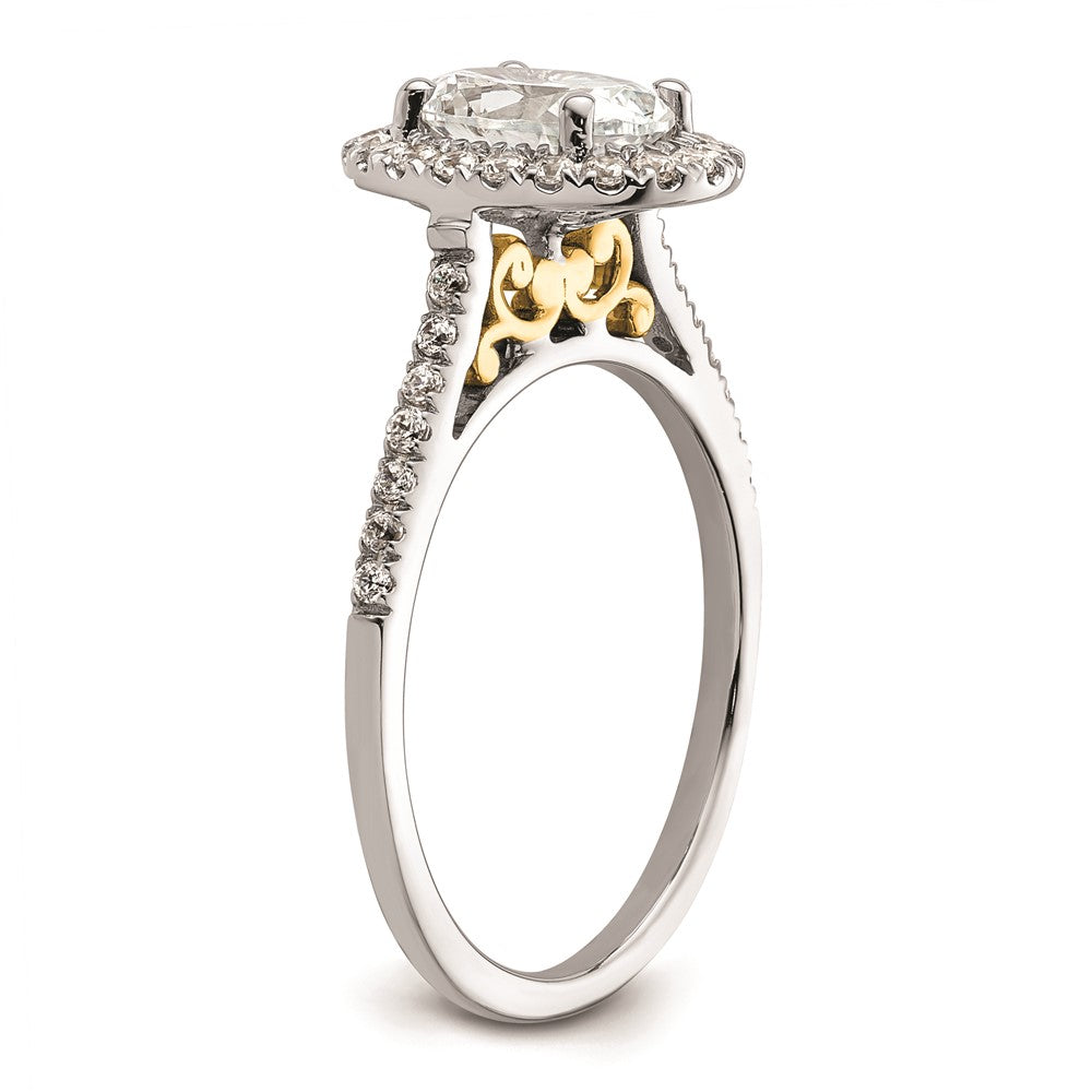 2.00ct. CZ Solid Real 14k Two-tone Oval Halo Engagement Ring