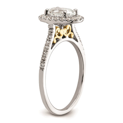 2.00ct. CZ Solid Real 14k Two-tone Oval Halo Engagement Ring