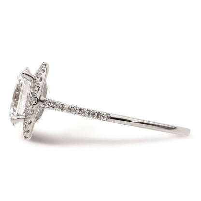 2.50ct. CZ Solid Real 14k White Gold Oval Halo Engagement Ring