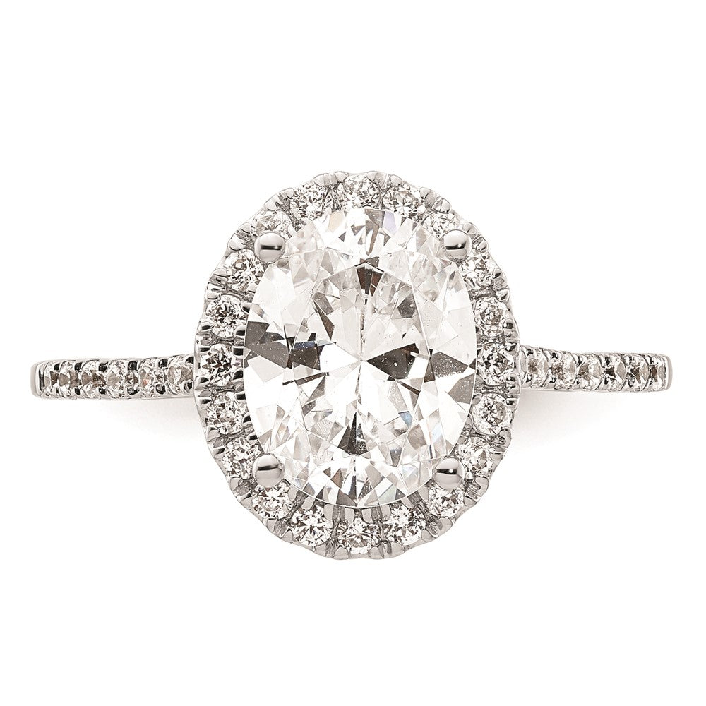 2.50ct. CZ Solid Real 14k White Gold Oval Halo Engagement Ring