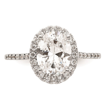 2.50ct. CZ Solid Real 14k White Gold Oval Halo Engagement Ring
