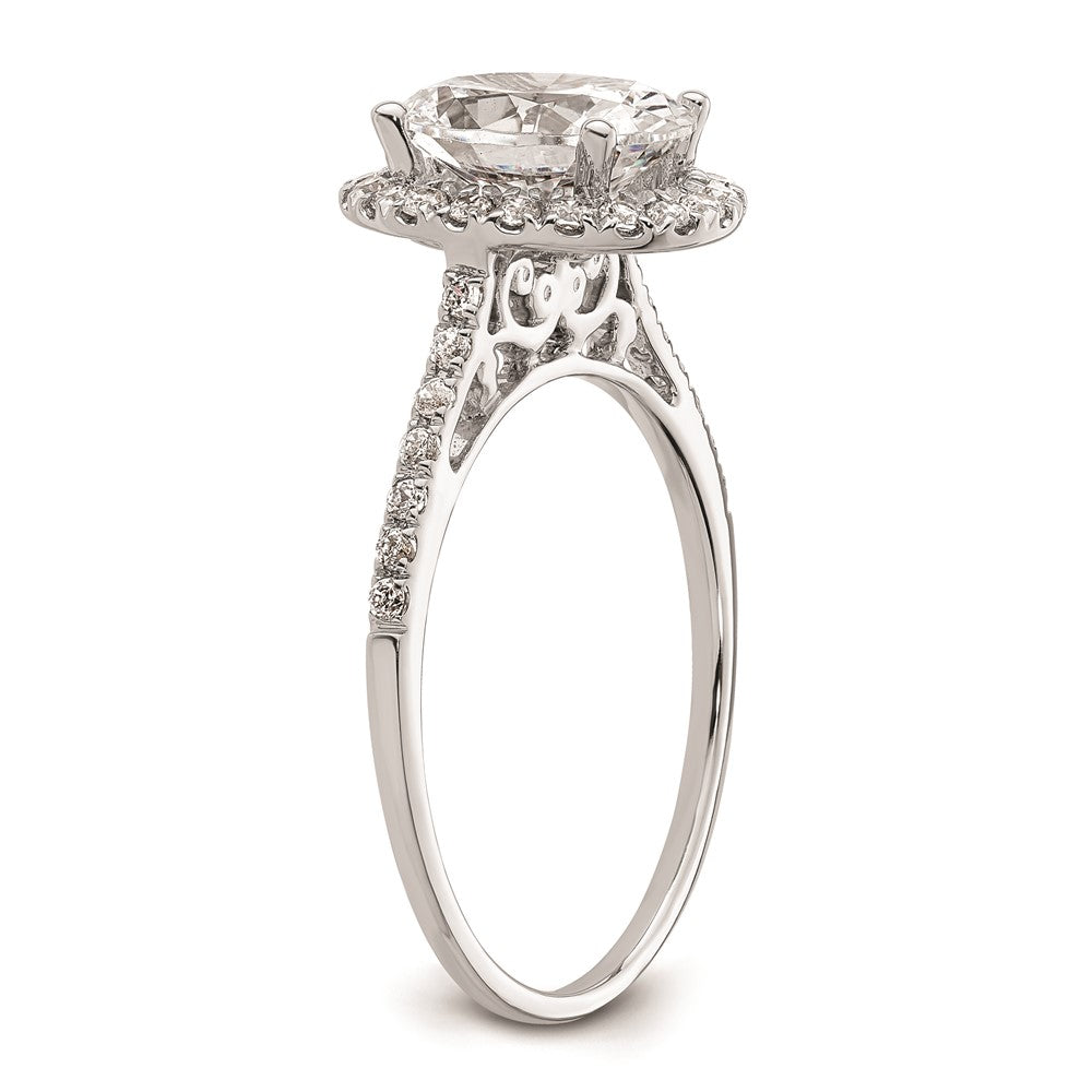 2.50ct. CZ Solid Real 14k White Gold Oval Halo Engagement Ring