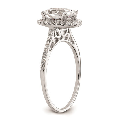 2.50ct. CZ Solid Real 14k White Gold Oval Halo Engagement Ring