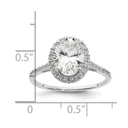 2.50ct. CZ Solid Real 14k White Gold Oval Halo Engagement Ring
