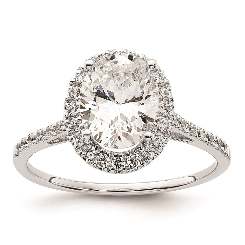 2.50ct. CZ Solid Real 14k White Gold Oval Halo Engagement Ring