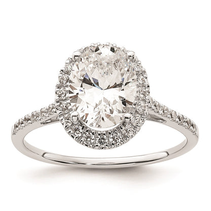 2.50ct. CZ Solid Real 14k White Gold Oval Halo Engagement Ring