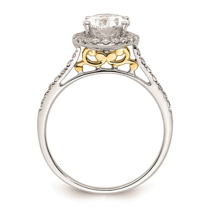 2.50ct. CZ Solid Real 14k Two-tone Oval Halo Engagement Ring