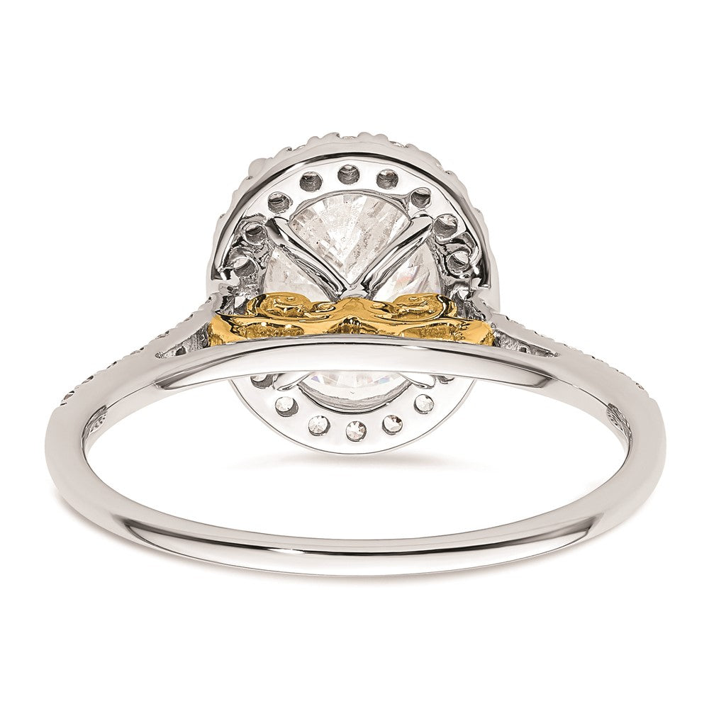 2.50ct. CZ Solid Real 14k Two-tone Oval Halo Engagement Ring