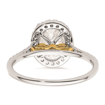 2.50ct. CZ Solid Real 14k Two-tone Oval Halo Engagement Ring
