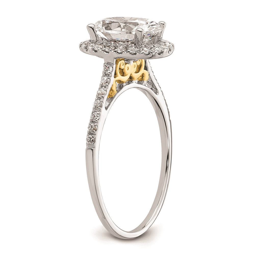 2.50ct. CZ Solid Real 14k Two-tone Oval Halo Engagement Ring