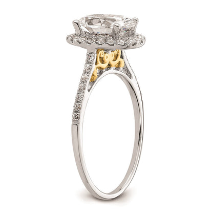 2.50ct. CZ Solid Real 14k Two-tone Oval Halo Engagement Ring