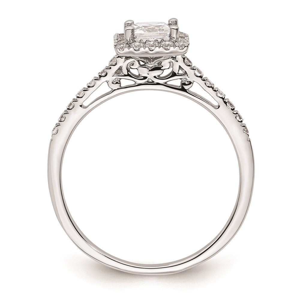0.50ct. CZ Solid Real 14K White Gold Princess Halo Engagement Ring