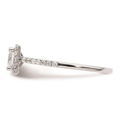 0.50ct. CZ Solid Real 14K White Gold Princess Halo Engagement Ring