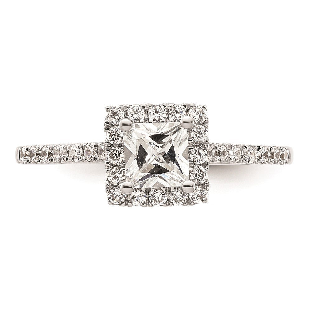 0.50ct. CZ Solid Real 14K White Gold Princess Halo Engagement Ring