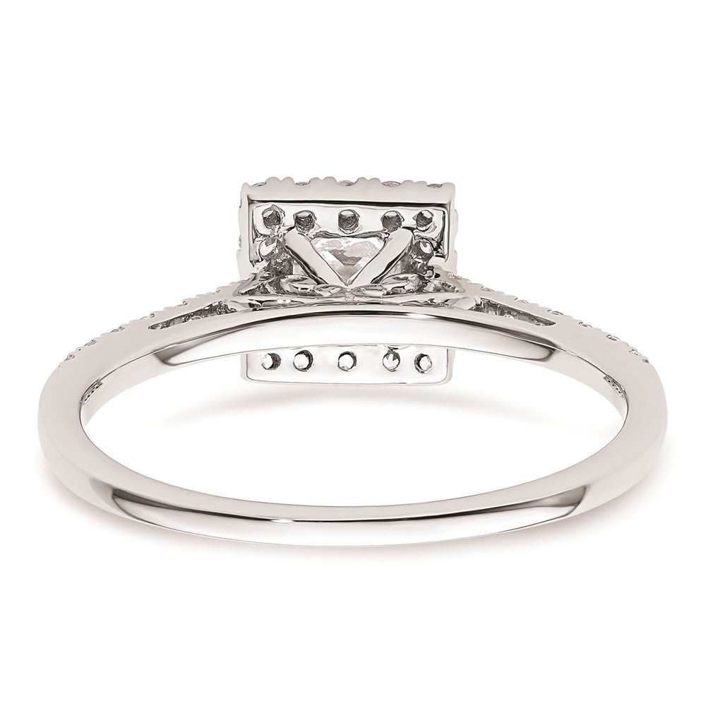 0.50ct. CZ Solid Real 14K White Gold Princess Halo Engagement Ring